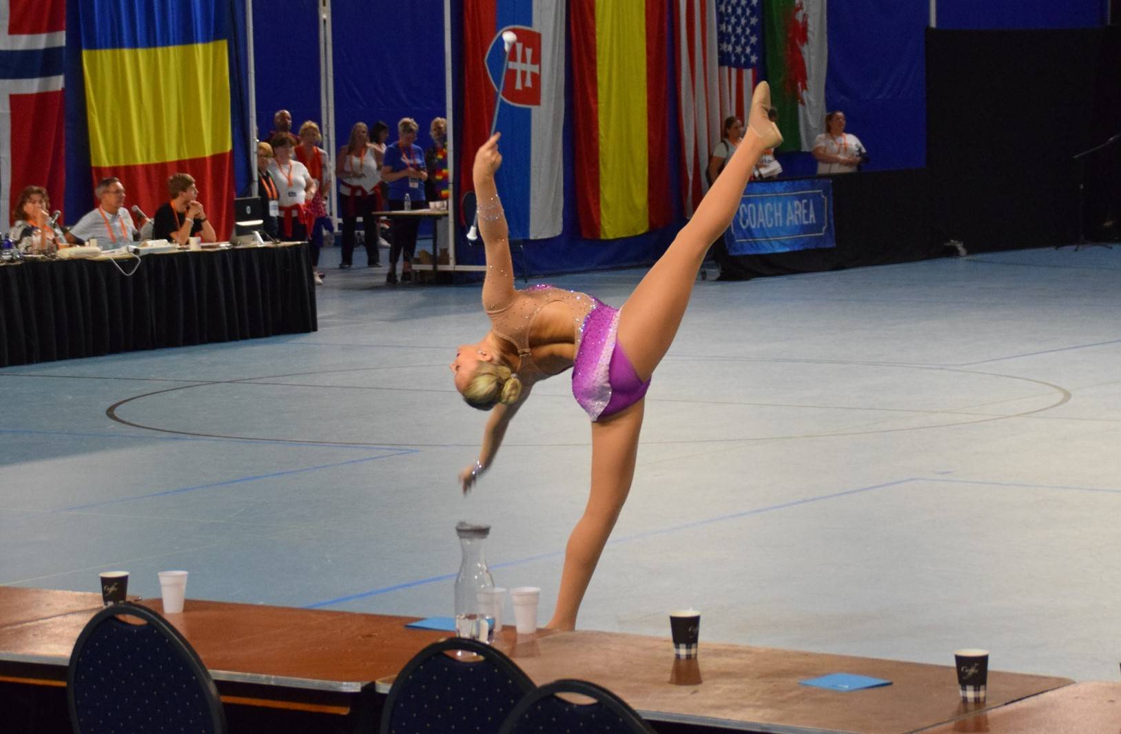 baton twirler in layback