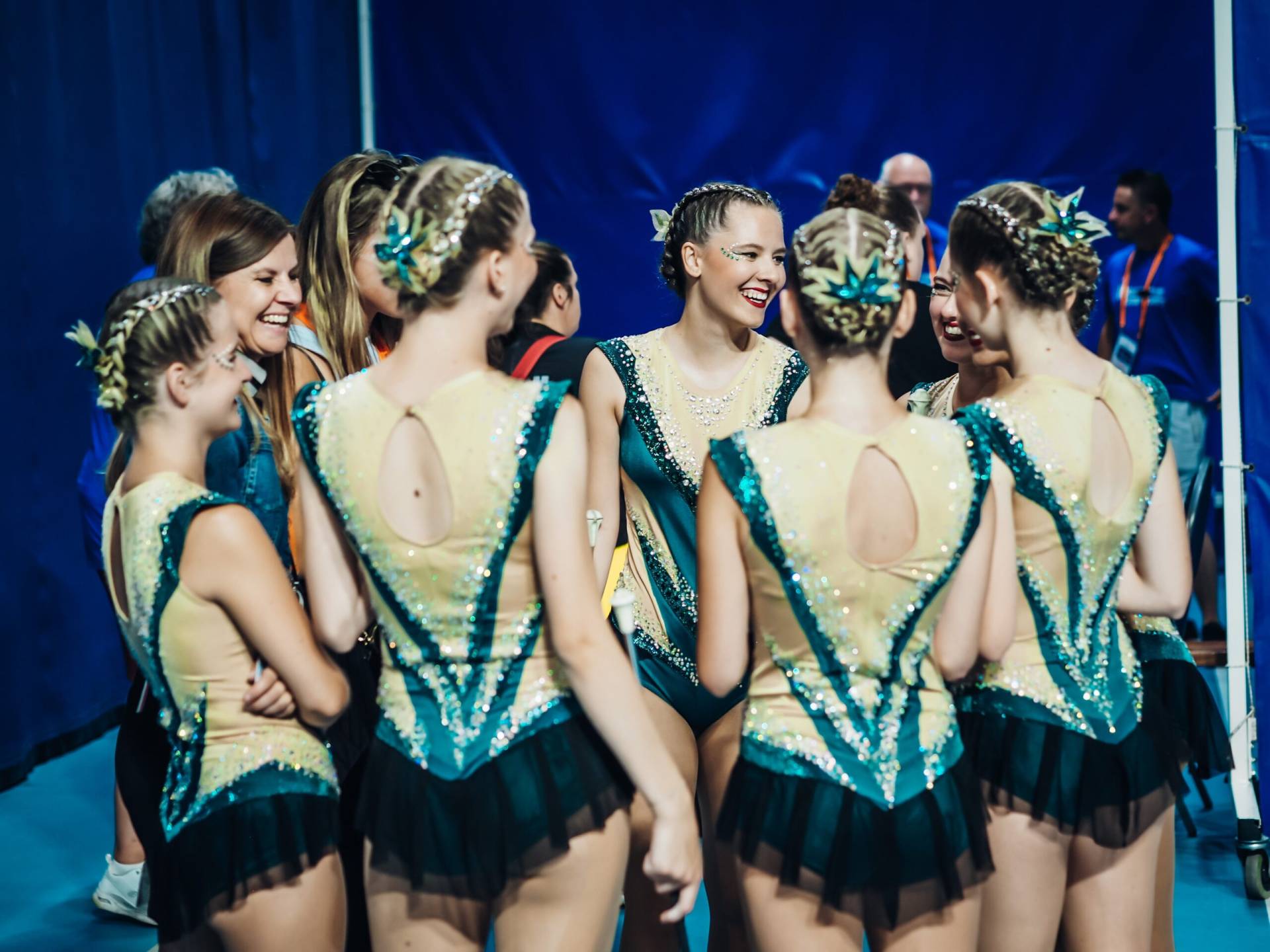 Twirlers gathered in circle